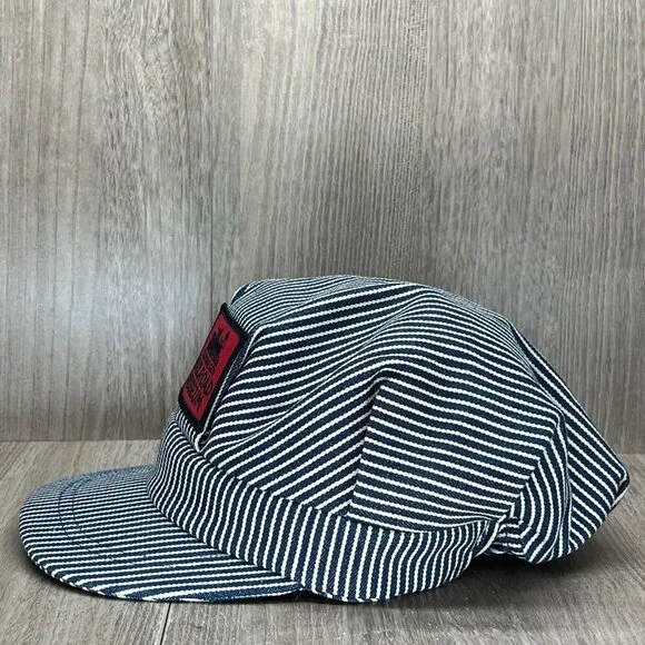 California State Railroad Museum Train Conductors Hat Adult OS USA Striped Blue - Picture 3 of 7